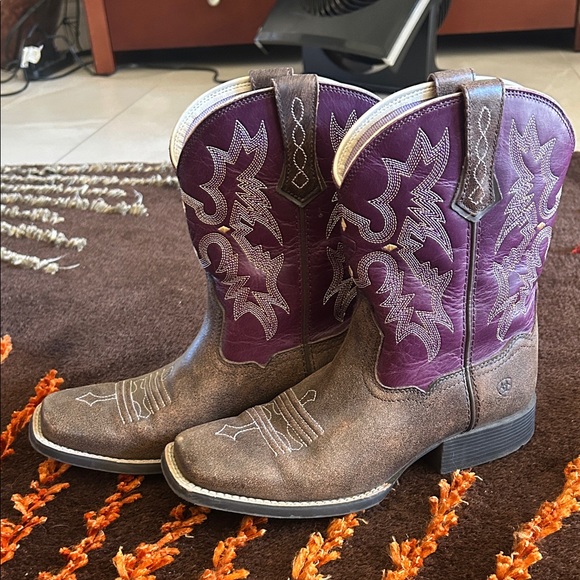 Ariat Women's Brown and Purple Western Boots - Picture 2 of 5